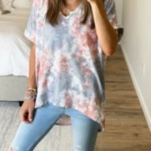 Talulah Tie Dye Blue Pink T Shirt Small Seashell